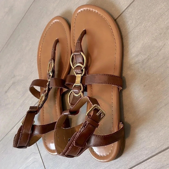 MARC FISHER Leather Flat Sandal, Size 7 - Picture 3 of 7